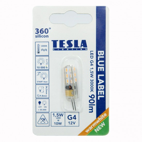 Tesla Λάμπα LED G4 BLUE LABEL  1,5W 90 lm Θερμό φως