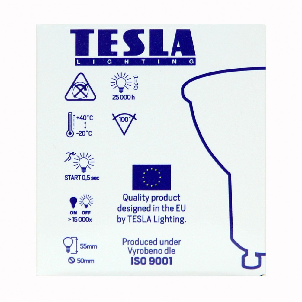 Tesla LED GU10 SPOT, BLUE LABEL  7W 560 lm Φυσικό φως ημέρας