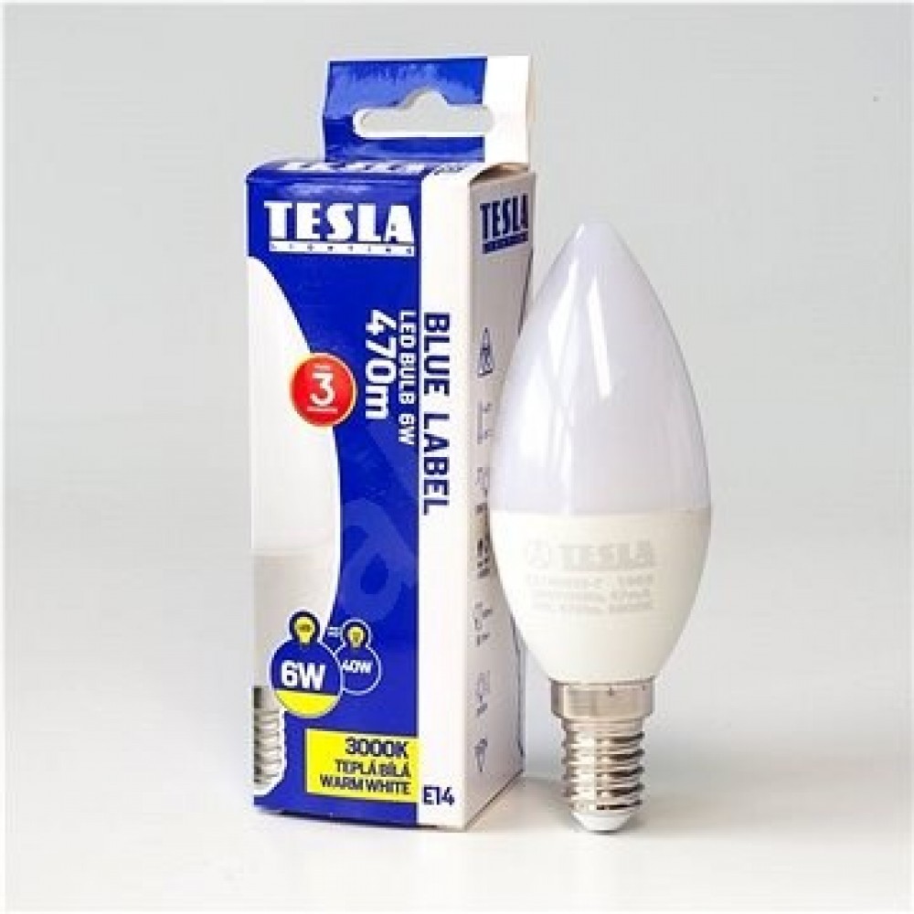 Λάμπα LED Tesla Κερί E14 6W 470lm Θερμό φως